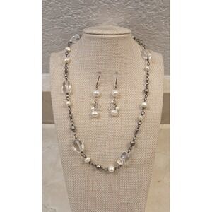 Vintage Silpada Sterling Silver Bead Freshwater Pearl Crystal Necklace Earrings